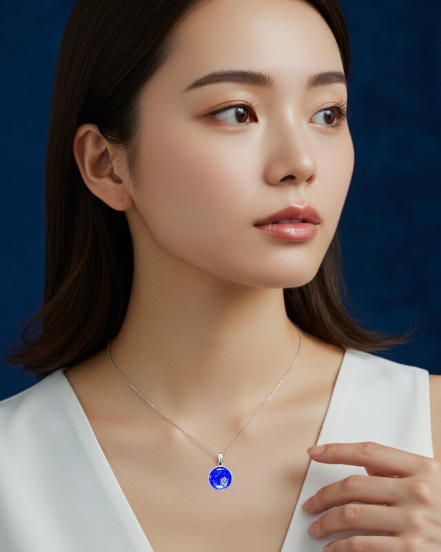 星霜のしずく】 雪の結晶ネックレス ウルトラマリン×スカイブルー