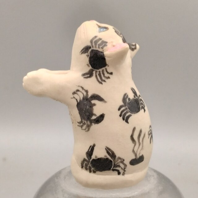 一輪ねこ　蟹模様