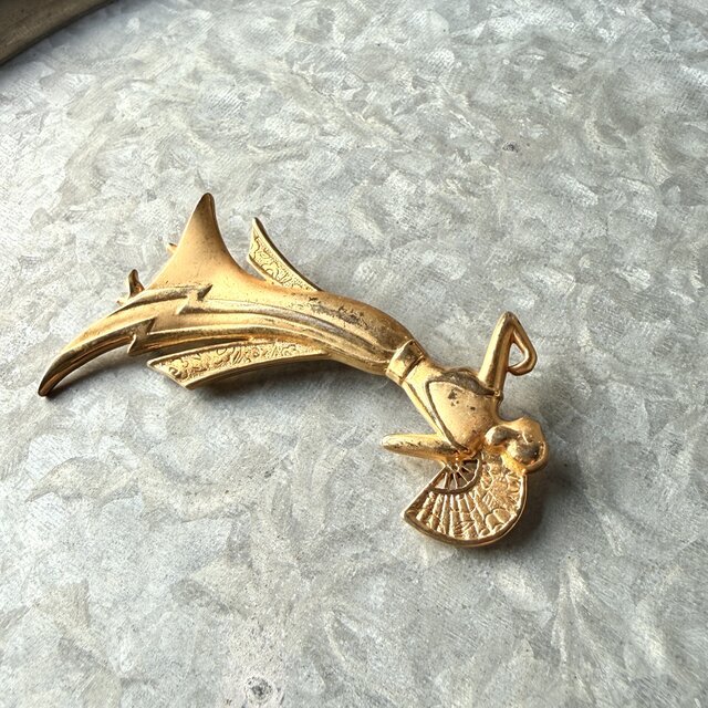 SCJ2-【 JJ 】ヴィンテージブローチ U.S.A. 1990's Gold Tone Lady Fan