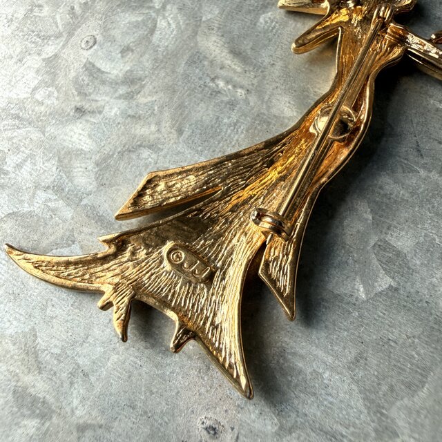 SCJ2-【 JJ 】ヴィンテージブローチ U.S.A. 1990's Gold Tone Lady Fan
