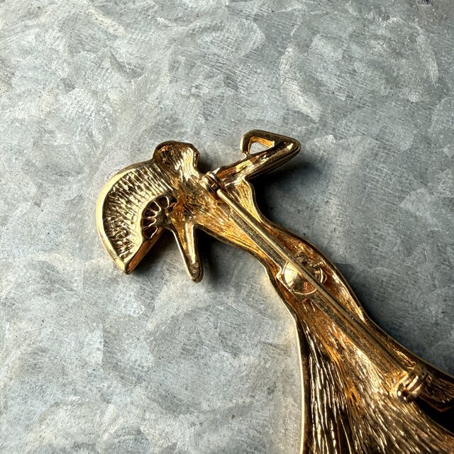 SCJ2-【 JJ 】ヴィンテージブローチ U.S.A. 1990's Gold Tone Lady Fan