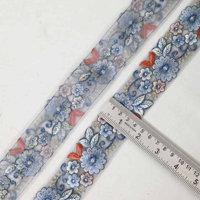 インド刺繍リボン　まとめ売り　花柄　ハンドメイド　資材　チュール 楽天市場】【10cm単位】インド刺繍リボン 約4.5cm幅 4色（ インド