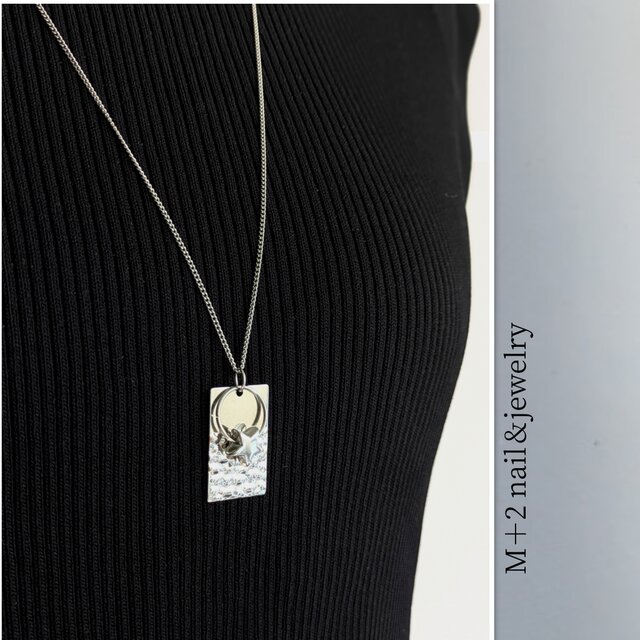 送料無料☆星が可愛いステンレスロングネックレス　ネックレス　星　クリスマス　スクエア　プレート