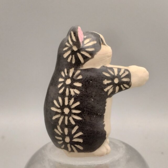 一輪ねこ　花火模様