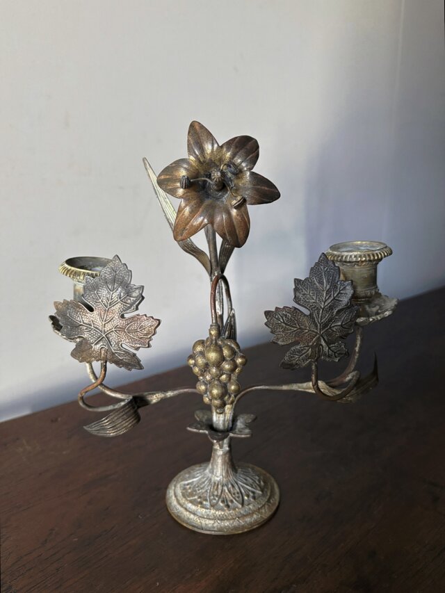 教会 燭台 百合 葡萄 キャンドル スタンド フランス アンティーク