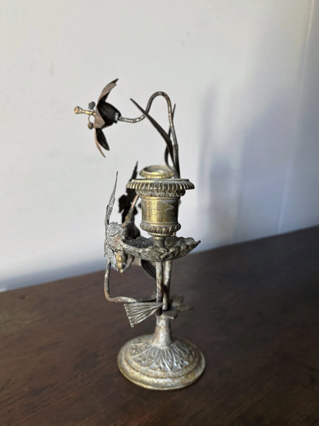 教会 燭台 百合 葡萄 キャンドル スタンド フランス アンティーク