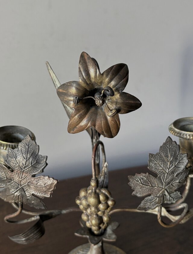 教会 燭台 百合 葡萄 キャンドル スタンド フランス アンティーク