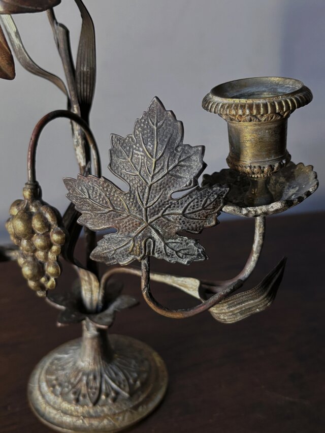 教会 燭台 百合 葡萄 キャンドル スタンド フランス アンティーク