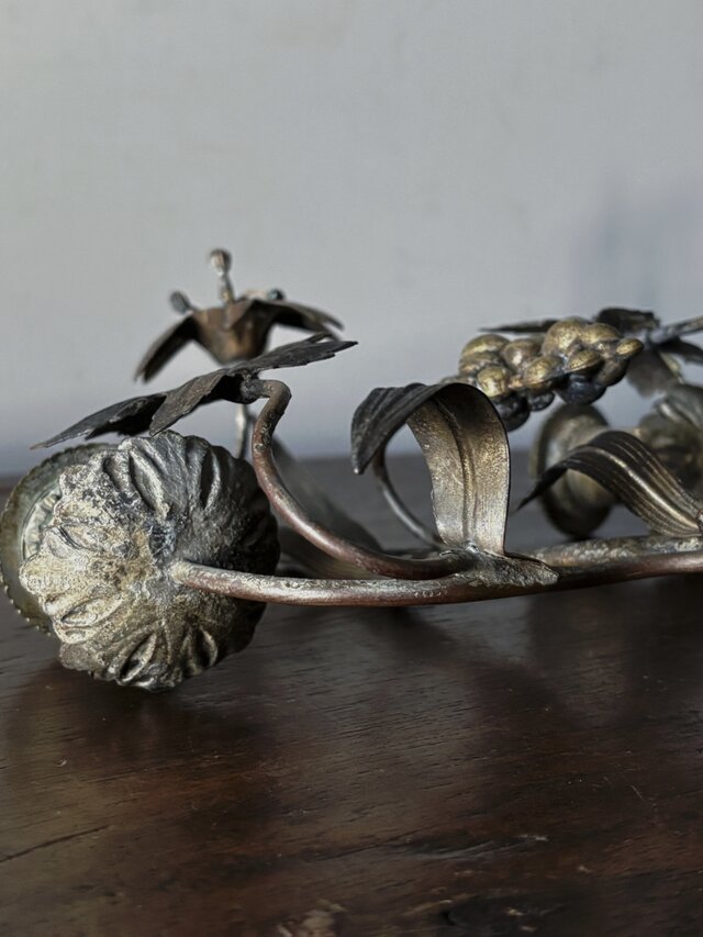 教会 燭台 百合 葡萄 キャンドル スタンド フランス アンティーク