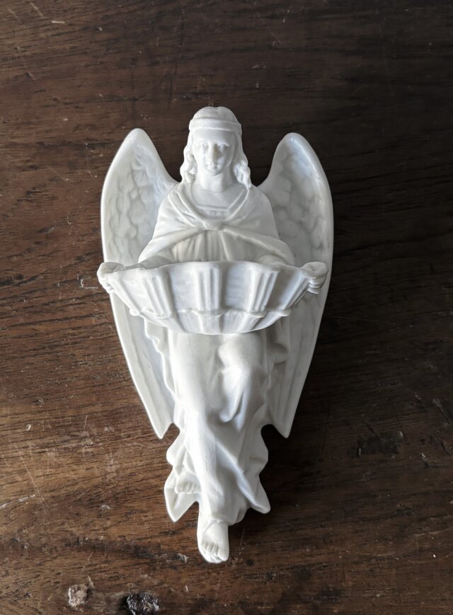 天使 ベニティエ 聖水盤 宗教 ビスク フランス アンティーク 0502292