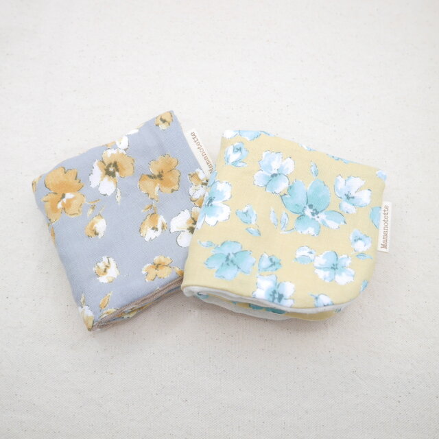 ふわもこハンカチ｜ツートーンフラワー-Two-Tone Flower-｜L・20×20cm｜８重ガーゼハンカチ