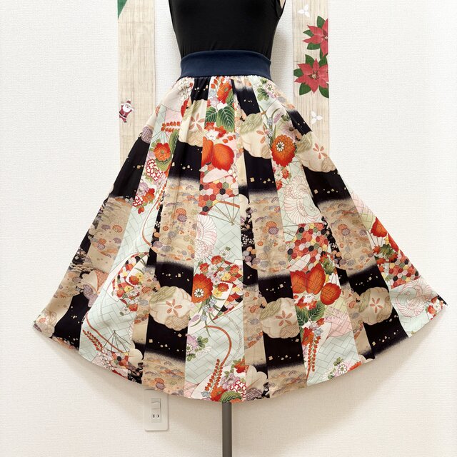 古き布を今の私へ＊着物リメイクの軽やかスカート　神楽宿