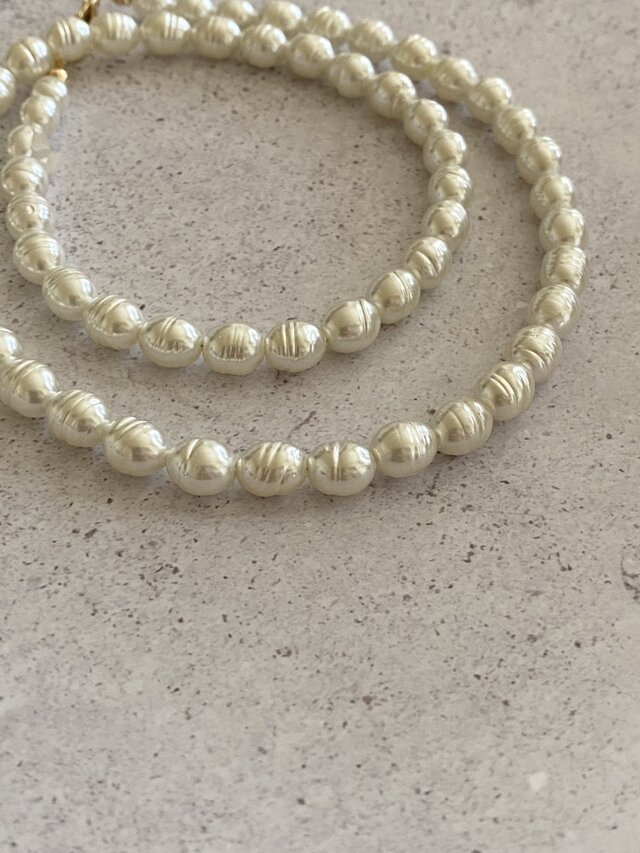 Pearls Necklaces ホワイトバロックパール 49cm（アクリルバロックパール）