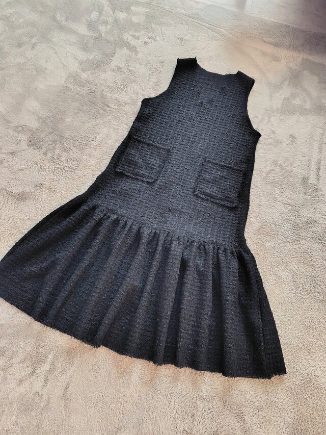 A様オーダー　ブラックツィードVネックジャンバースカート