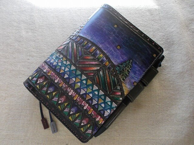 ほぼ日手帳対応 牛革文庫サイズ手帳カバー 刻印＆拭き染め | iichi