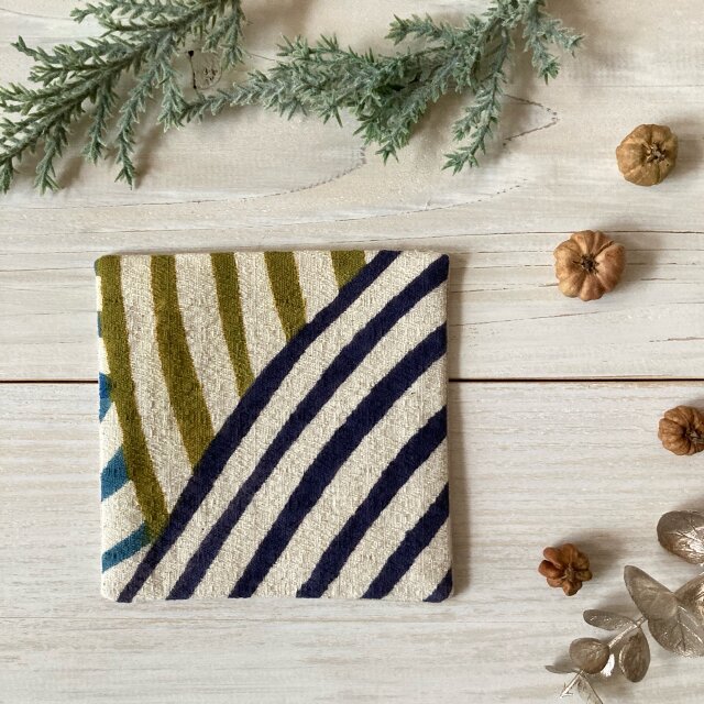 型染め コースター10センチ角「糸巻き」