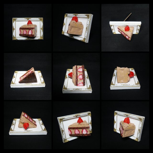 油絵【飛び出すイチゴチョコケーキ】 | iichi 日々の暮らしを心地よく