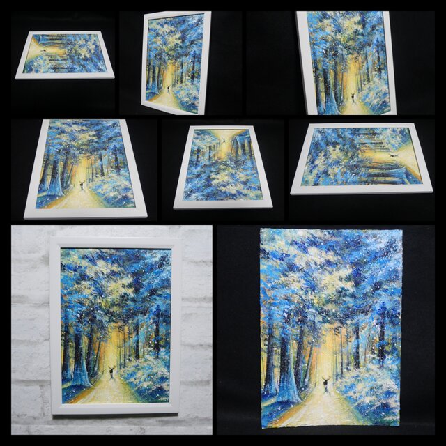 油絵【雪景色の中で雪に立つ鹿】 | iichi 日々の暮らしを心地よくする