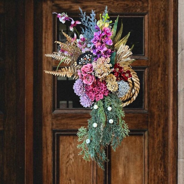 光触媒 人工観葉植物 ウォールグリーン フェイクグリーン 正月 しめ縄