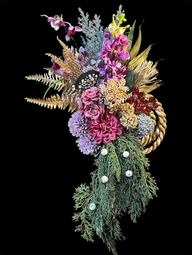 光触媒 人工観葉植物 ウォールグリーン フェイクグリーン 正月 しめ縄