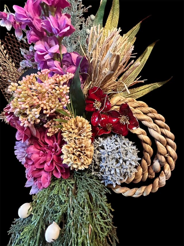 光触媒 人工観葉植物 ウォールグリーン フェイクグリーン 正月 しめ縄