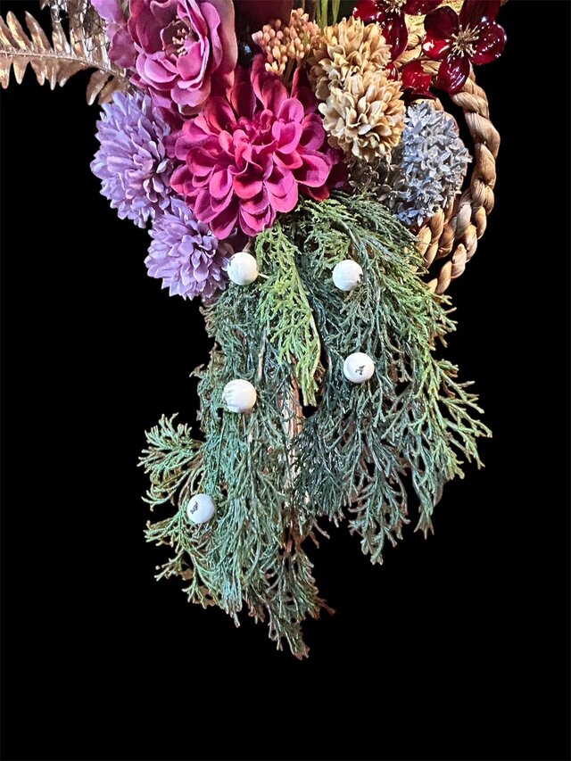 光触媒 人工観葉植物 ウォールグリーン フェイクグリーン 正月 しめ縄