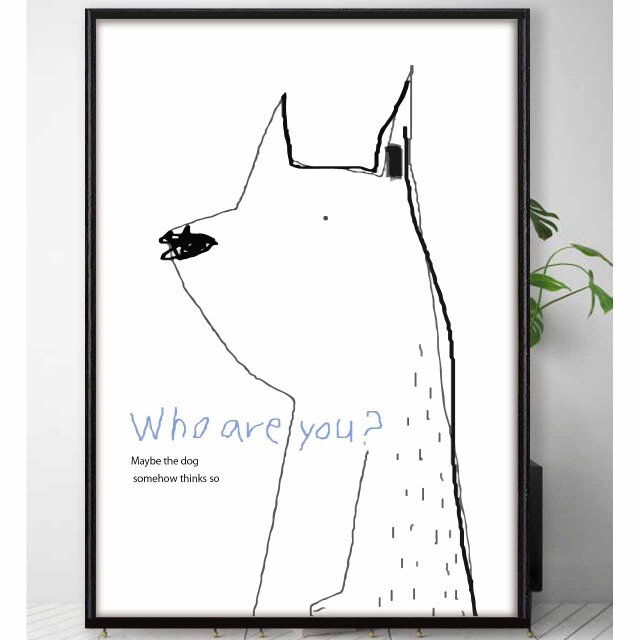 誰ですか？　犬　送料無料 　イラスト　A4〜A0　ポスター　アートポスター　アート/sei検索新着順　3833
