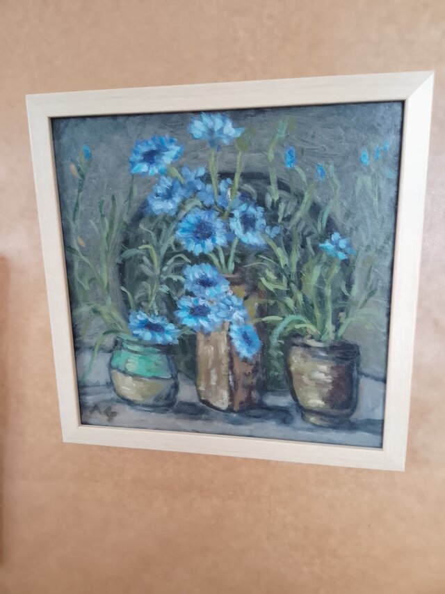 油絵 生花花瓶 モノクロ油絵 林勇二作 油絵 生花花瓶 モノクロ油絵 林勇二作