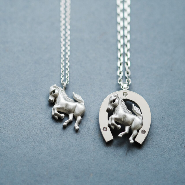 2コset）馬 + 馬蹄 ペア ネックレス シルバー925