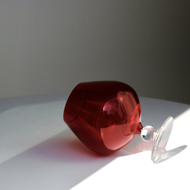 ベルギー製/ヴィンテージ / ゴブレット型フラワーベース / ルビー