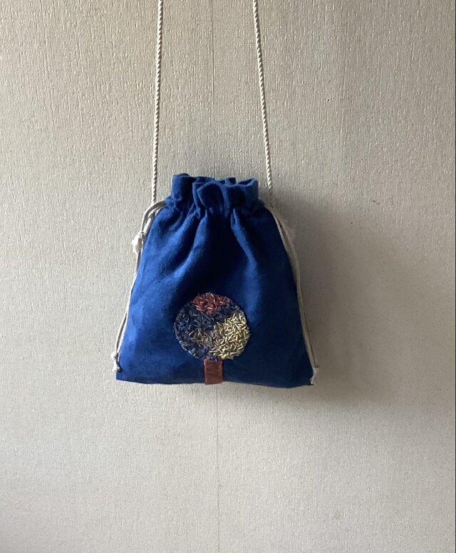 起毛リネンの巾着ショルダー