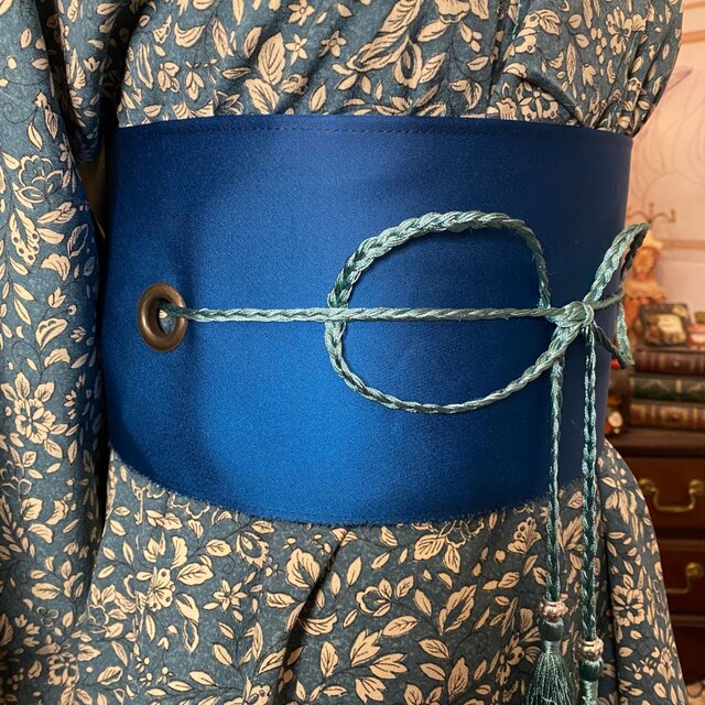 着物リメイク ワンピース ドレス 洗える 化繊 帯サッシュベルト 和洋