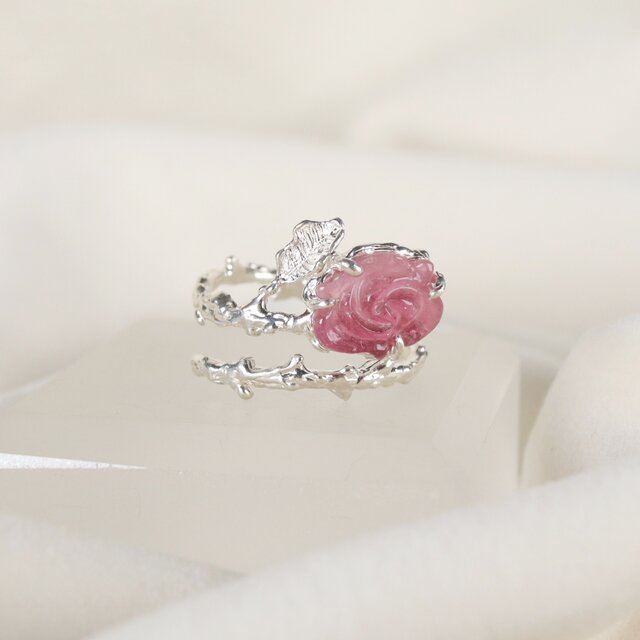 トルマリン 薔薇のリング シルバー925 フリーサイズ①
