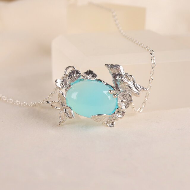 小鳥の泉 ブルーカルセドニーのネックレス シルバー925