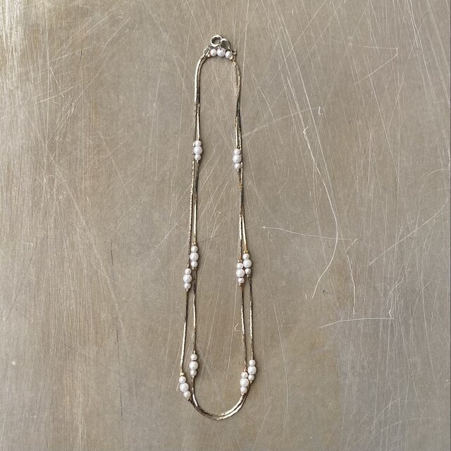 Vintage 70s-80s USA retro petit pearl long chain necklace