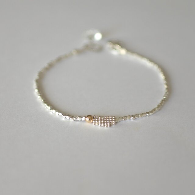カレンシルバー　ブレスレット粒々ビーズのブレスレット（Silver925）(14kgf）