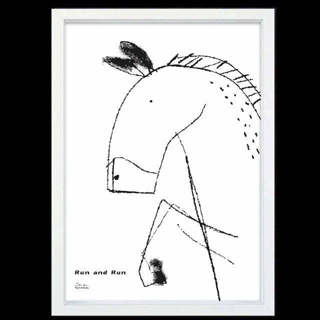 走りたい馬　送料無料 　イラスト　A4〜A0　ポスター　アートポスター　アート/sei検索新着順　3836