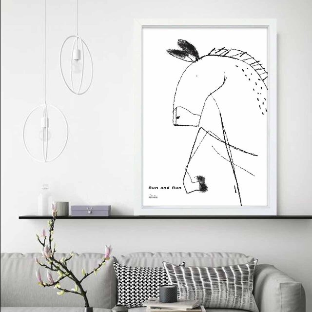 走りたい馬 送料無料 イラスト A4〜A0 ポスター アートポスター アート