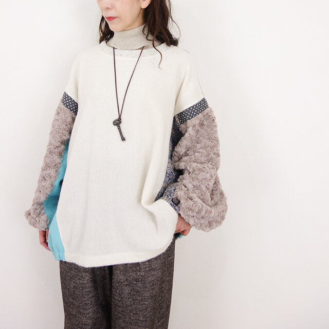 冬のミックステクスチャー・モモンガプルオーバー（シャギーウール×シャーリーファー）