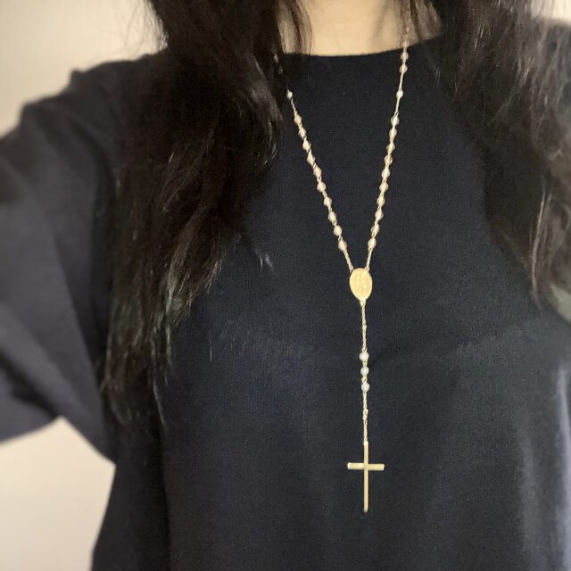 フランス奇跡のメダイ] ロザリオnecklace - vintageビーズ* 1点限り