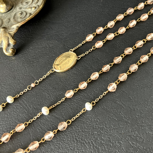 フランス奇跡のメダイ] ロザリオnecklace - vintageビーズ* 1点限り
