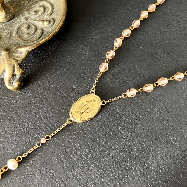 フランス奇跡のメダイ] ロザリオnecklace - vintageビーズ* 1点限り