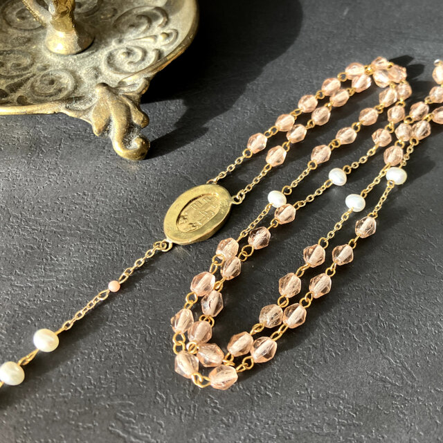フランス奇跡のメダイ] ロザリオnecklace - vintageビーズ* 1点限り