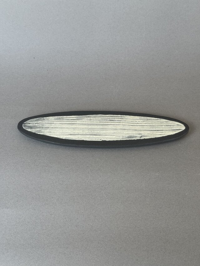 白化粧刷毛目楕円皿