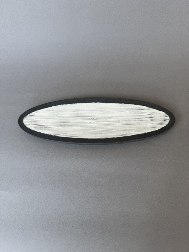 白化粧刷毛目楕円皿