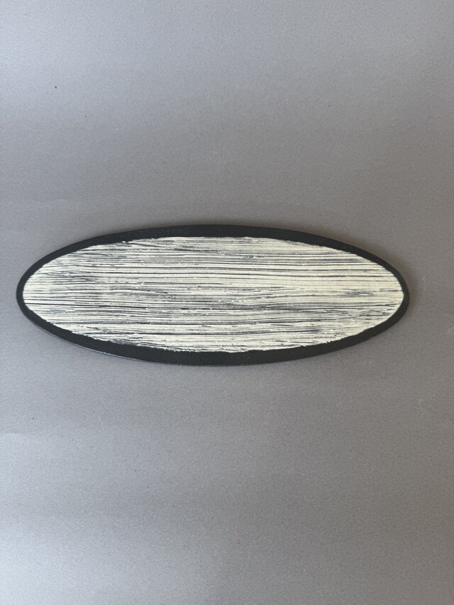 白化粧刷毛目楕円皿