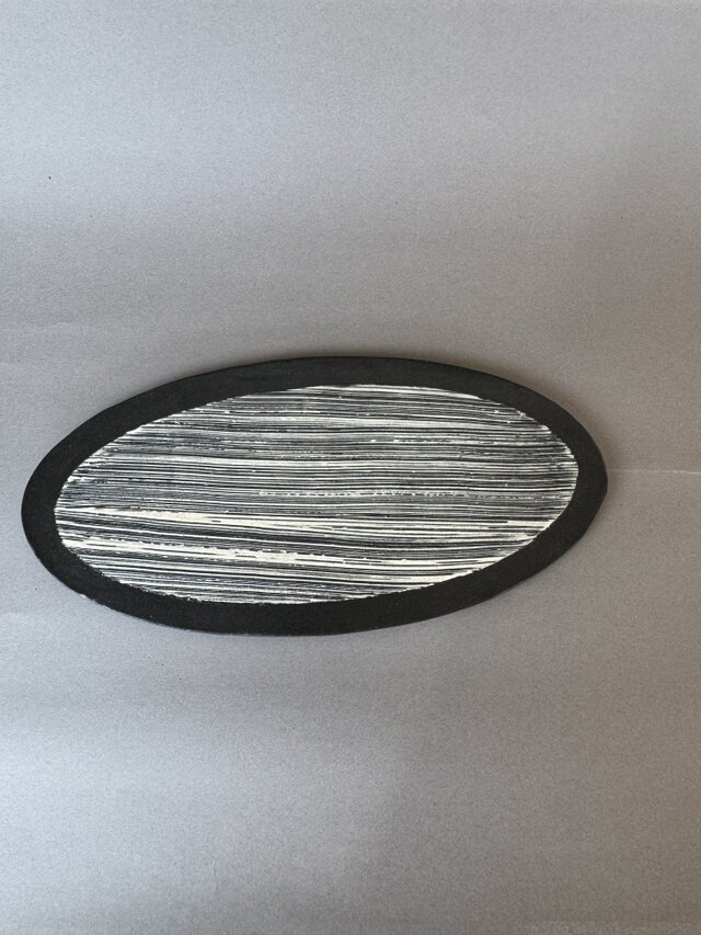 白化粧刷毛目楕円皿