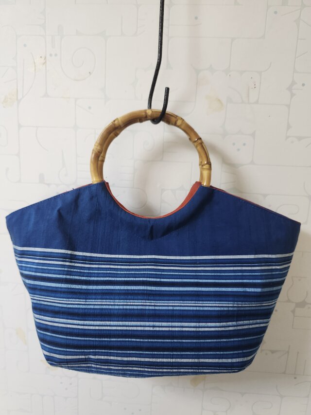 クリスマスSALE　帯リメイク　リング持ち手バッグ