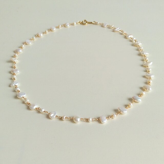 ケシ淡水パールショートネックレス