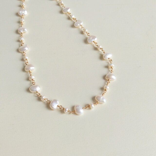 淡水パール ロングネックレス TO.1747 ケシ淡水パールロングネックレス | iichi 日々の暮らしを心地よくする